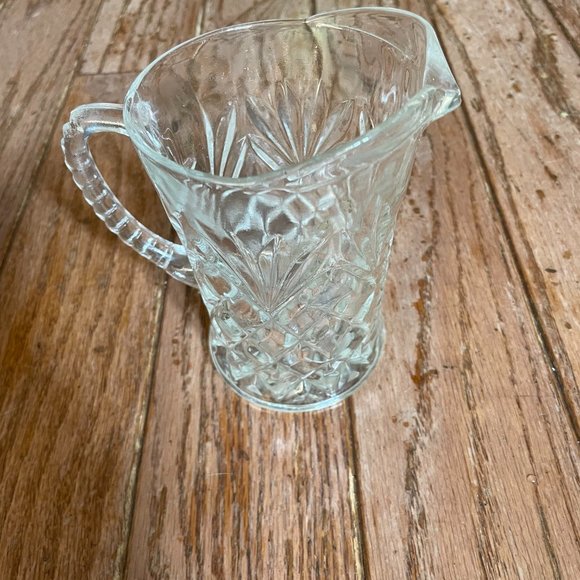 Vintage Kitchen Vintage Thick Pressed Glass Creamer Small Pitcher